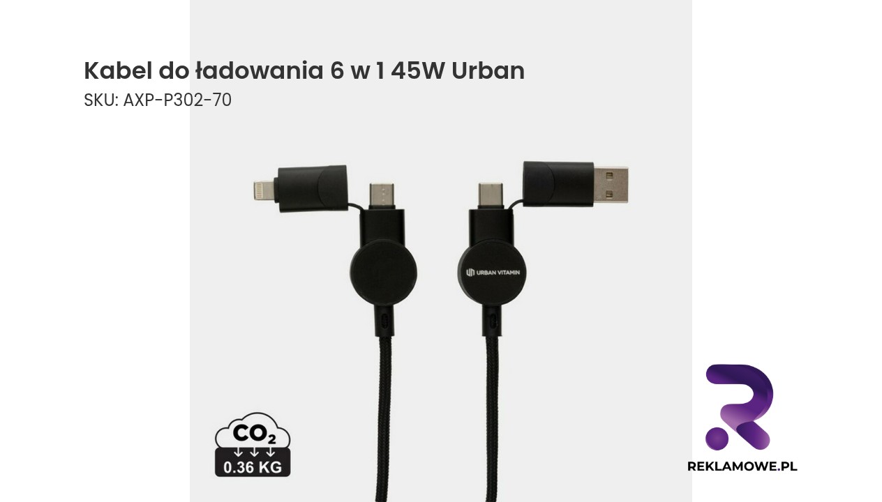 Wielofunkcyjny kabel do ładowania Urban 6 w 1 o mocy 45W