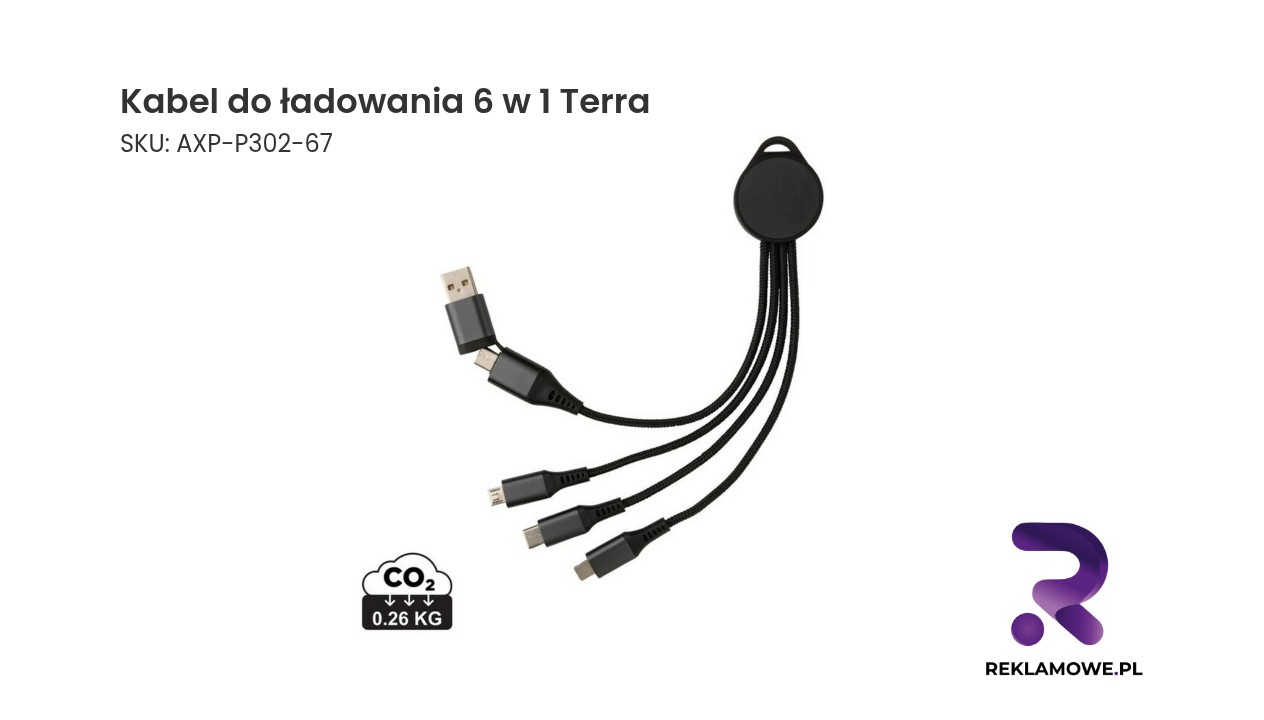 Kabel do ładowania 6 w 1 Terra Kabel do ładowania Terra 6 w 1 z możliwością podłączenia różnych urządzeń