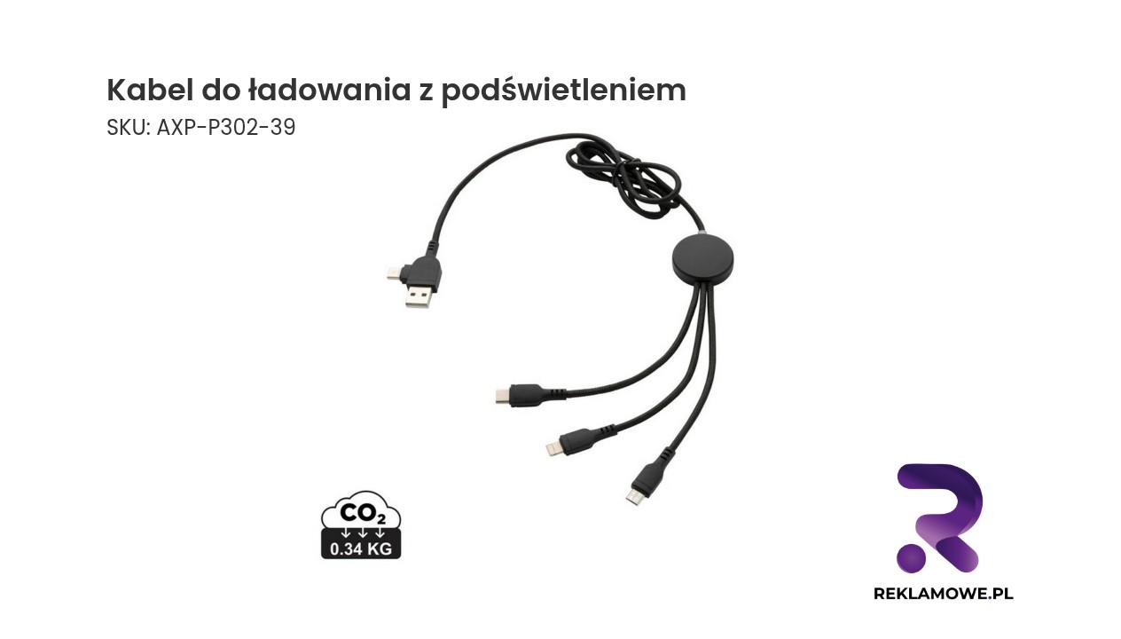 Kabel do ładowania z podświetleniem logotypu Kabel do ładowania z podświetleniem