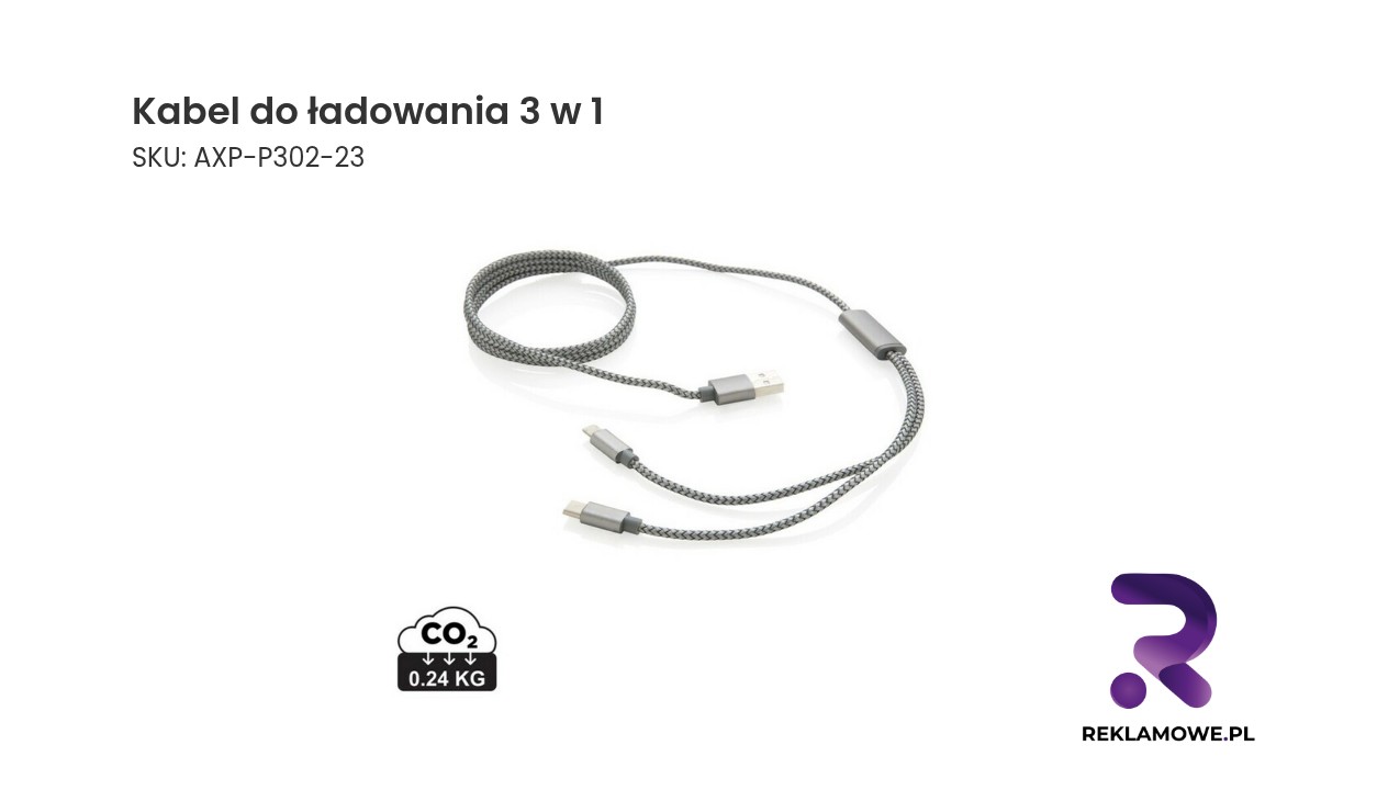 Kabel do ładowania 3 w 1 z różnymi końcówkami