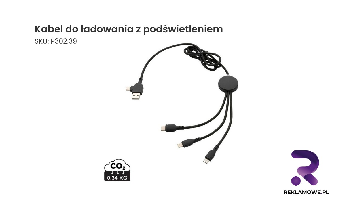Kabel do ładowania z podświetleniem LED dla lepszej widoczności w ciemności